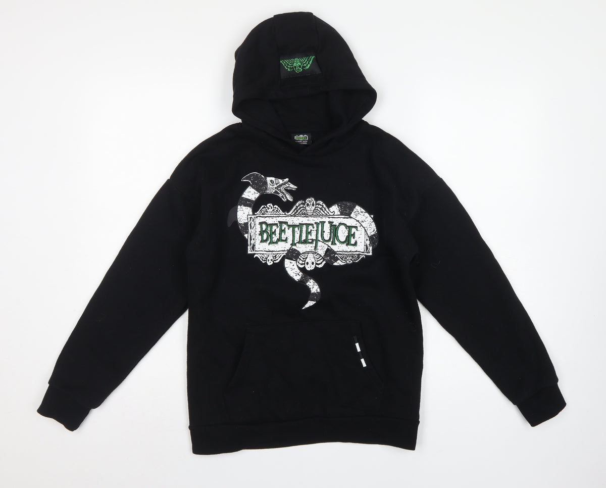 Primark Boys Black Beetlejuice Graphic Print Pullover Hoodie 13-14 Years