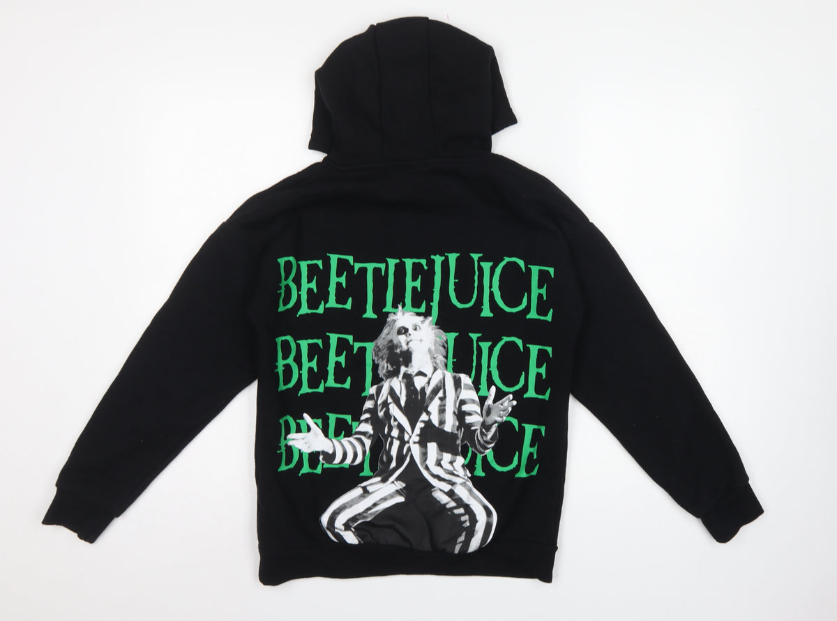 Primark Boys Black Beetlejuice Graphic Print Pullover Hoodie 13-14 Years