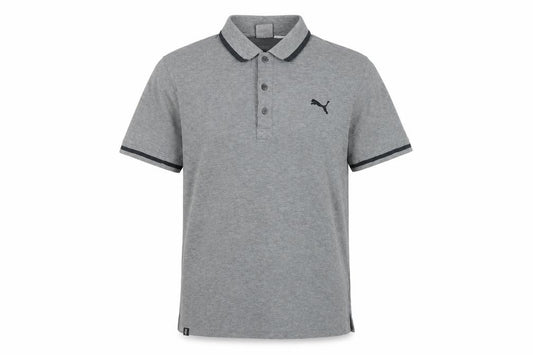 Puma Men’s Grey M Short Sleeve Cotton Blend Logo Polo Shirt
