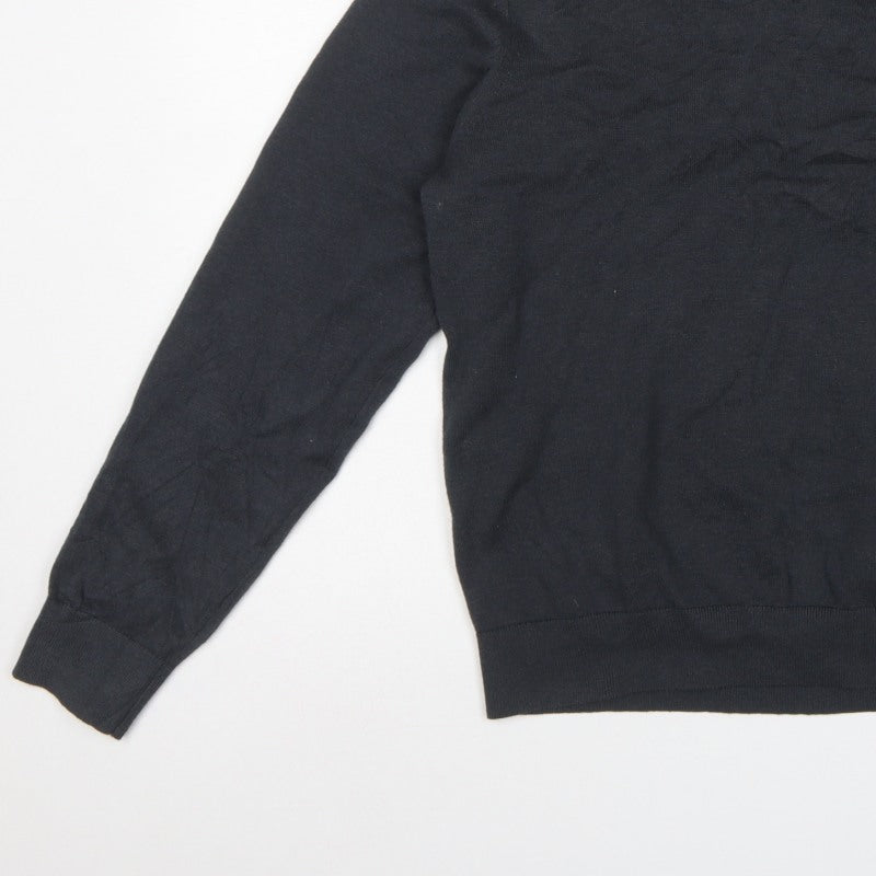 Marks & Spencer Men Black Cotton V-Neck Pullover Jumper Size L