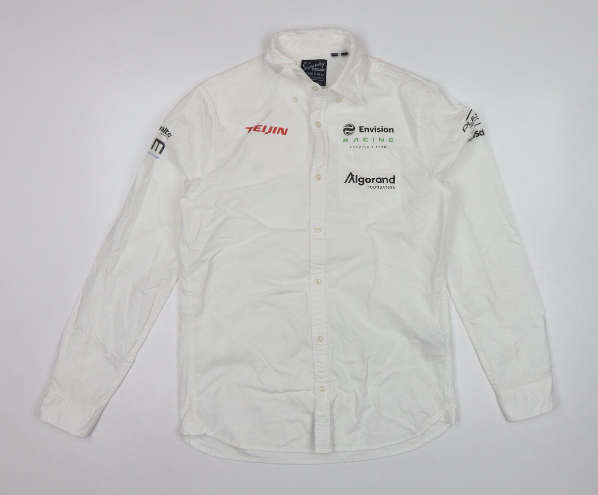 Superdry Men's White S Formula E Racing Logo Button-Up Shirt
