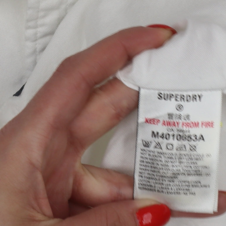 Superdry Men's White S Formula E Racing Logo Button-Up Shirt