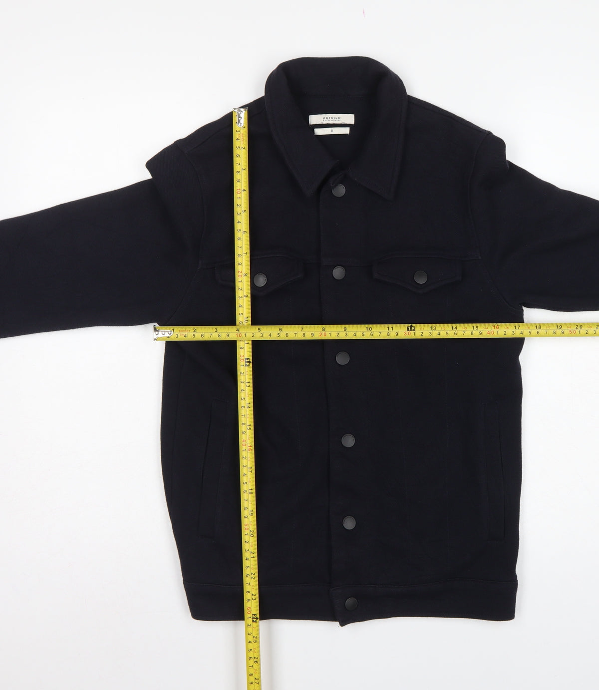 Jack & Jones Premium Men's Black S Trucker Sweat Jacket Button Pockets