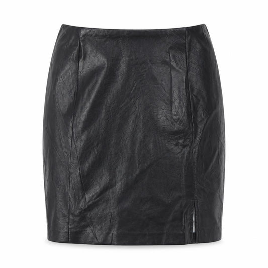 New Look Women Black Faux Leather Pencil Mini Skirt UK 8 Slit