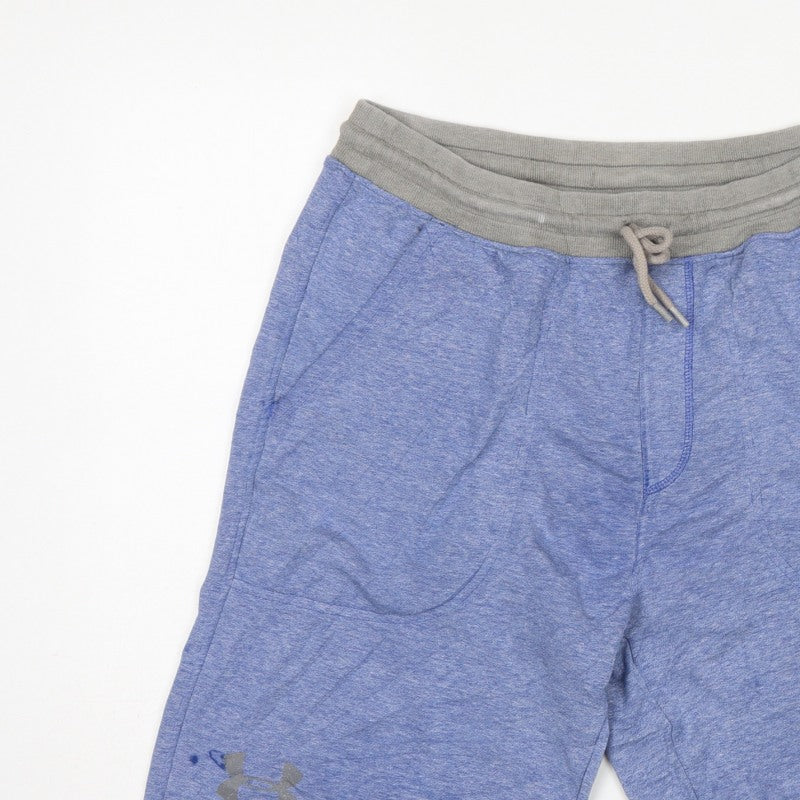 Under Armour Men's Blue L Loose Sweat Shorts Drawstring Pockets