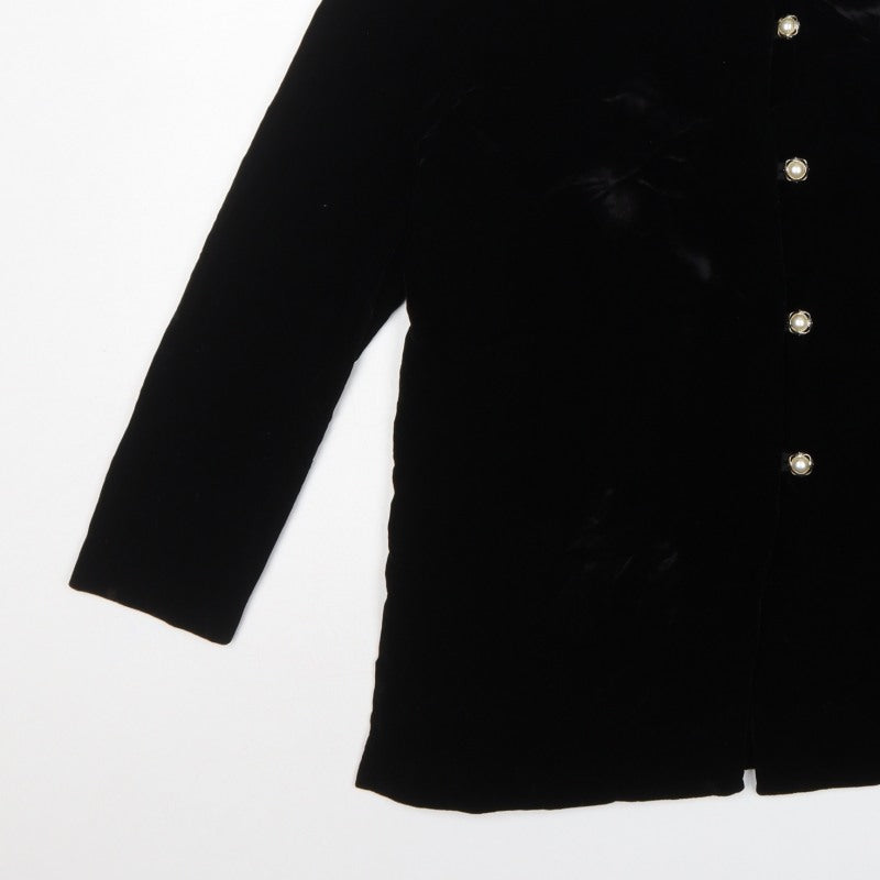 Principles Petite Women’s Black UK 8 Velour Collared Button-Up Blouse