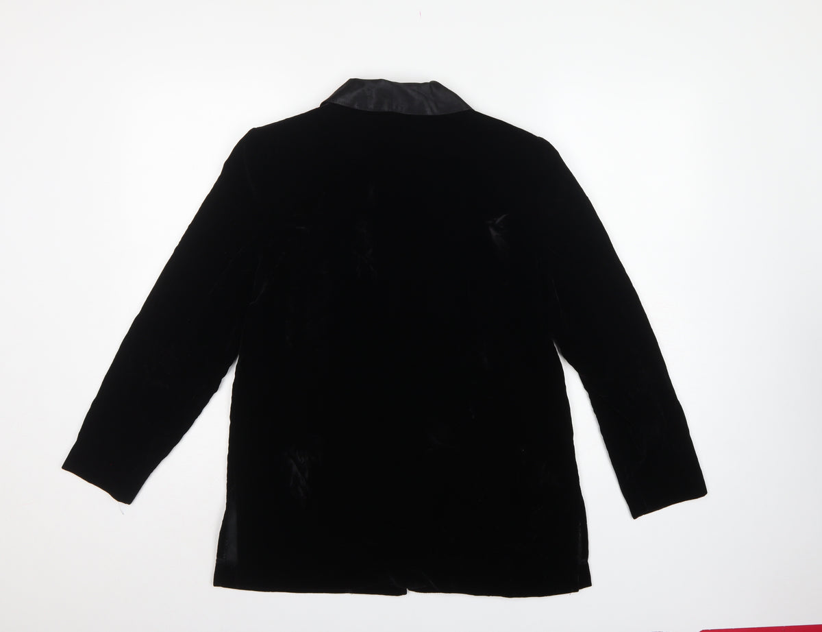 Principles Petite Women’s Black UK 8 Velour Collared Button-Up Blouse