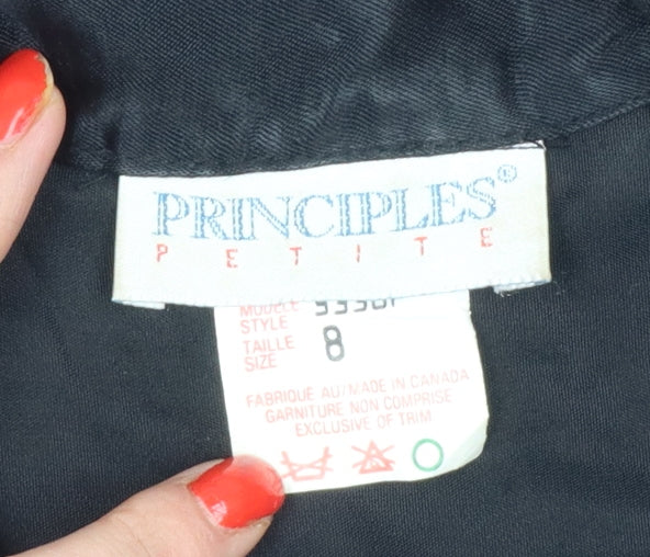 Principles Petite Women’s Black UK 8 Velour Collared Button-Up Blouse