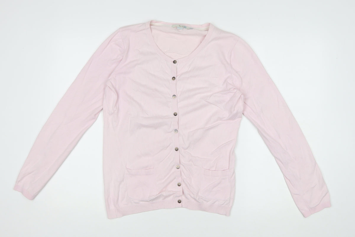 Boden Women Pink UK 2 Button Front Knit Cardigan with Pockets