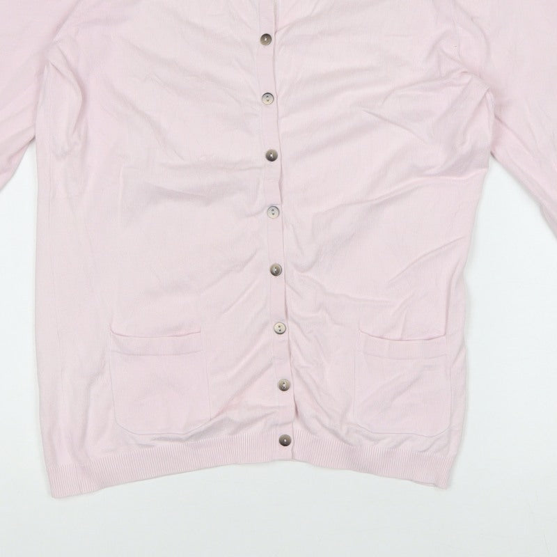 Boden Women Pink UK 2 Button Front Knit Cardigan with Pockets