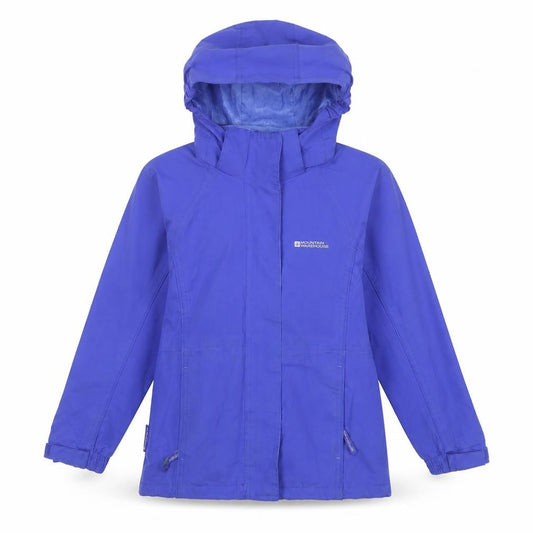 Mountain Warehouse Girls Blue 7-8 Years Waterproof Hooded Rain Jacket
