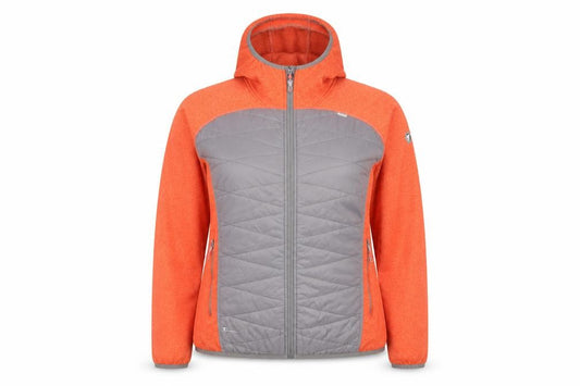 Regatta Women Orange Grey Hooded Quilted Puffer Jacket UK 18