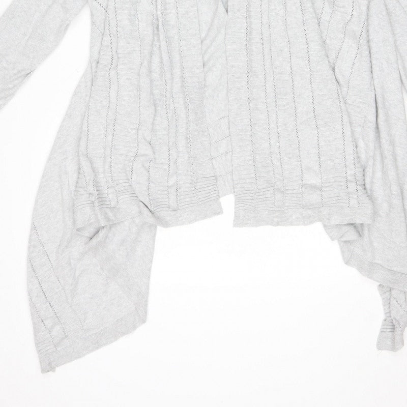 M&S Per Una Women Grey L Open Knit Waterfall Cardigan