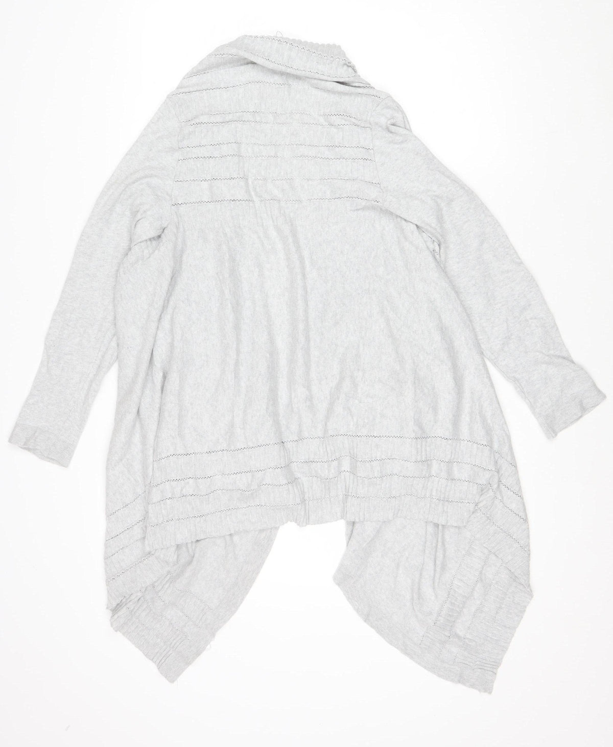 M&S Per Una Women Grey L Open Knit Waterfall Cardigan