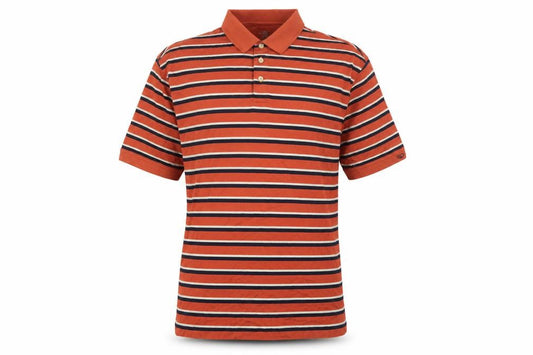 Dockers Golf Men’s Orange Striped Cotton Polo Shirt L Short Sleeve
