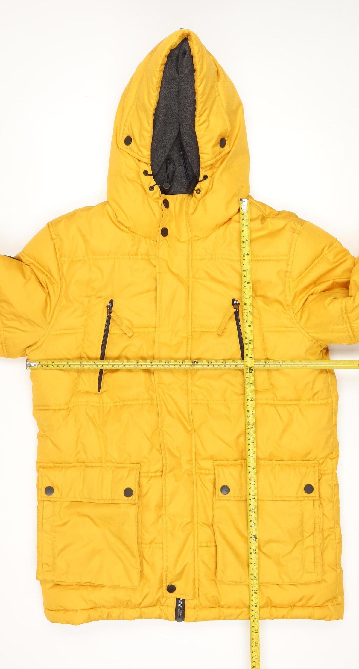 Brit Island 1973 Men Yellow M Hooded Quilted Puffer Jacket
