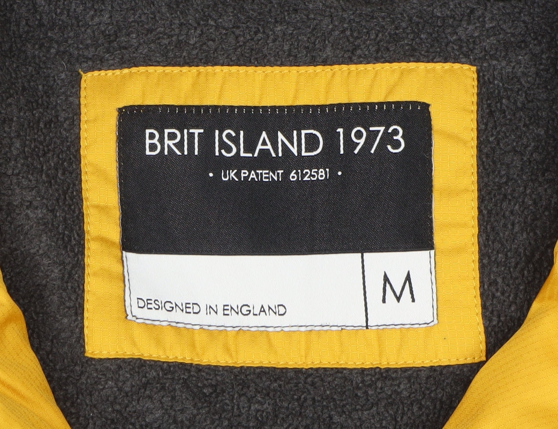 Brit Island 1973 Men Yellow M Hooded Quilted Puffer Jacket