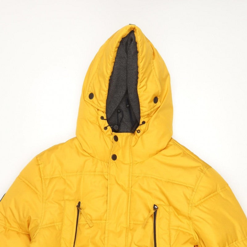Brit Island 1973 Men Yellow M Hooded Quilted Puffer Jacket