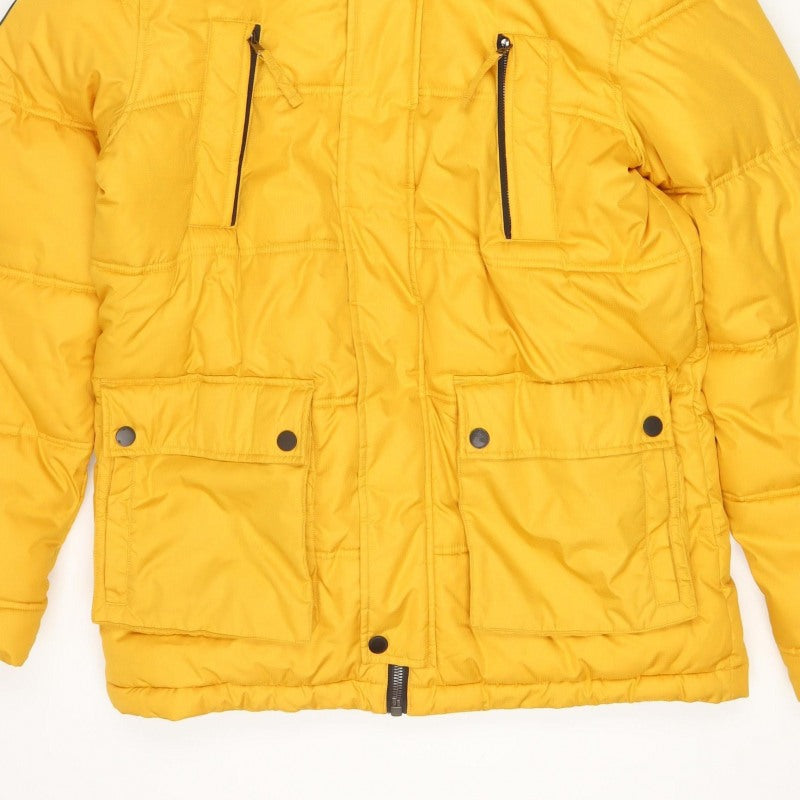Brit Island 1973 Men Yellow M Hooded Quilted Puffer Jacket