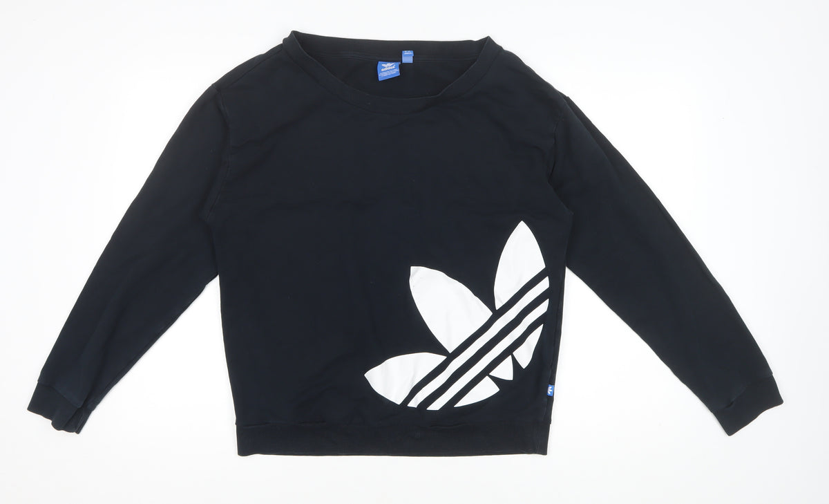 Adidas Women Black UK 12 Trefoil Pullover Basic Jacket