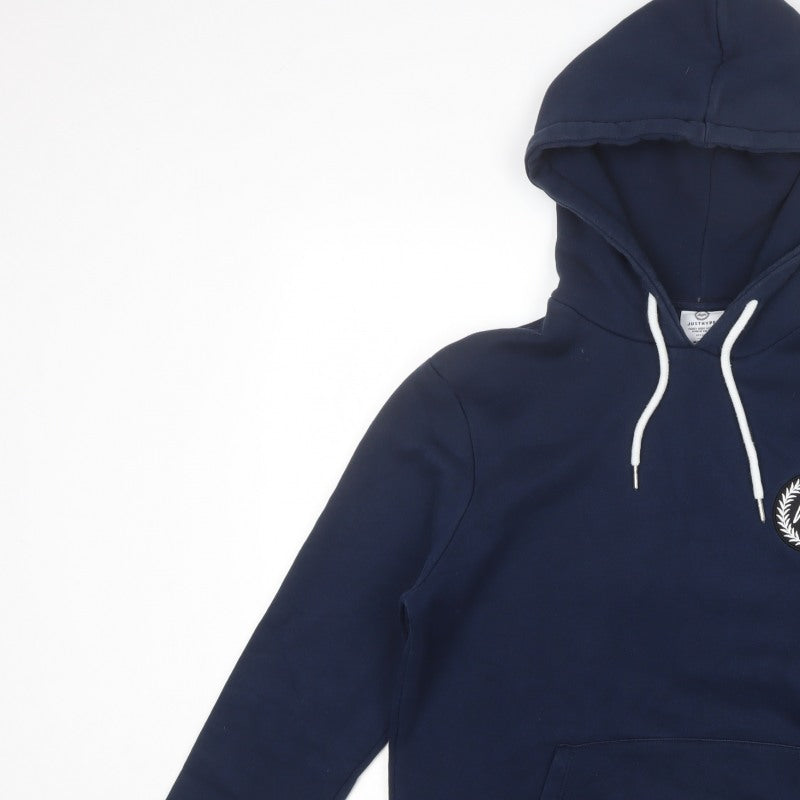 Hype Teens Navy Blue M Pullover Hoodie Logo Pocket Cotton Blend