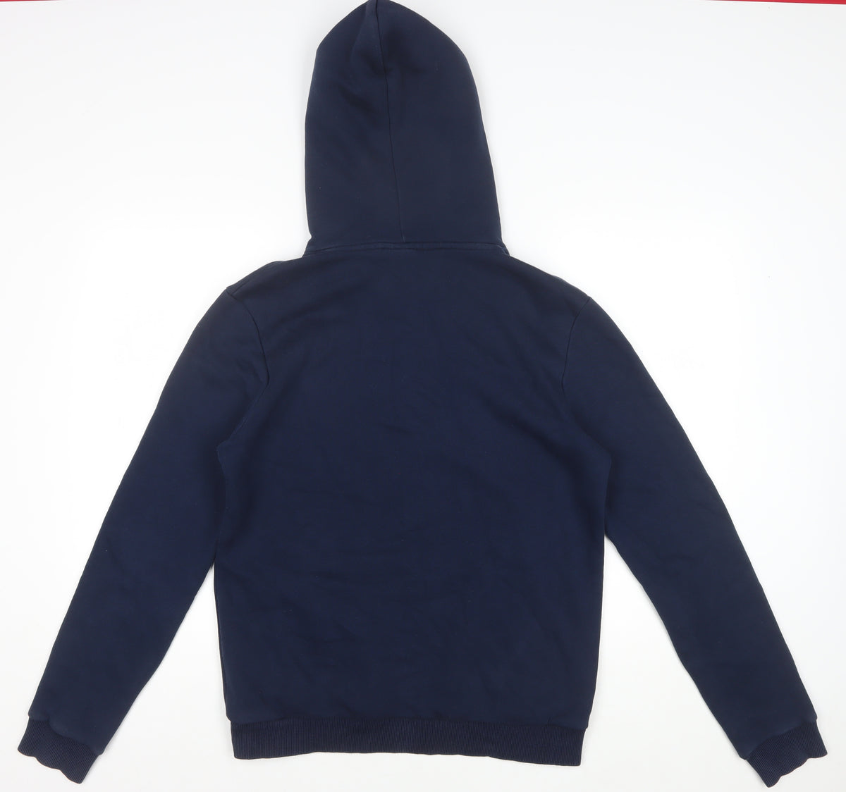 Hype Teens Navy Blue M Pullover Hoodie Logo Pocket Cotton Blend