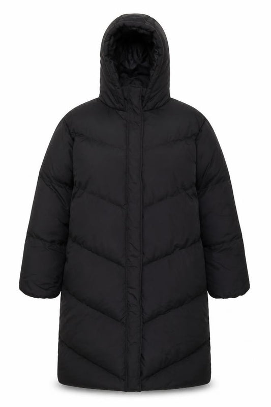 In The Style Women’s Black UK 14 Long Hooded Puffer Coat