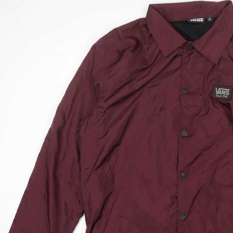 Vans Men’s Red XL Coach Jacket Snap Button Logo Lined