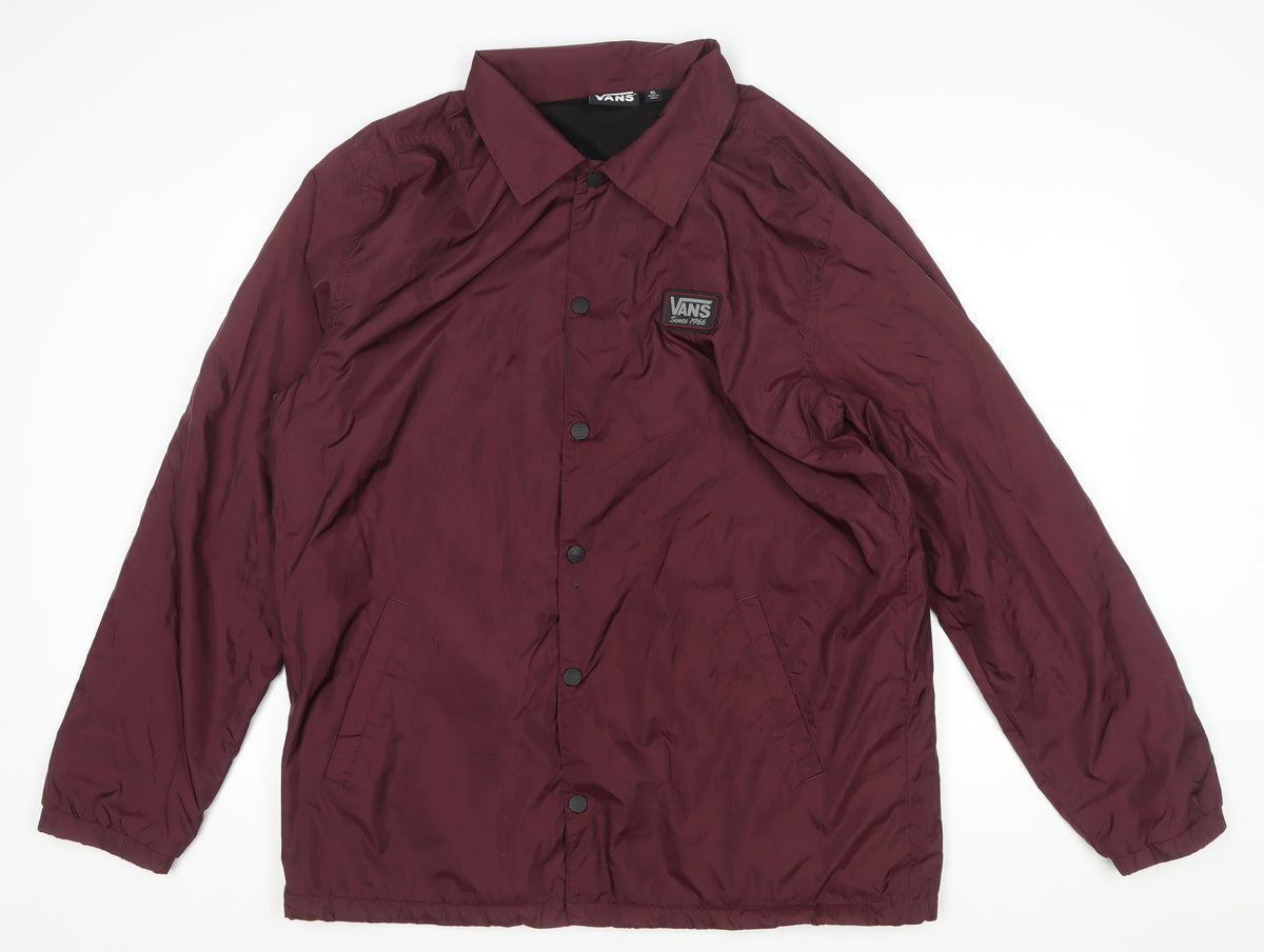 Vans Men’s Red XL Coach Jacket Snap Button Logo Lined