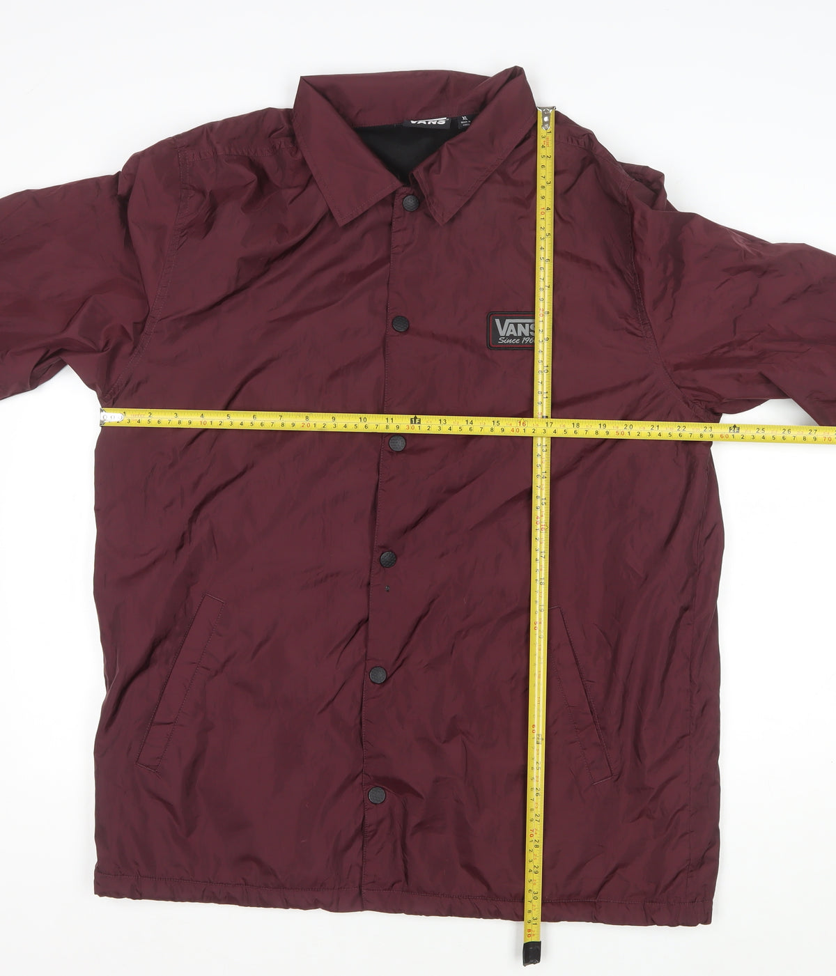 Vans Men’s Red XL Coach Jacket Snap Button Logo Lined