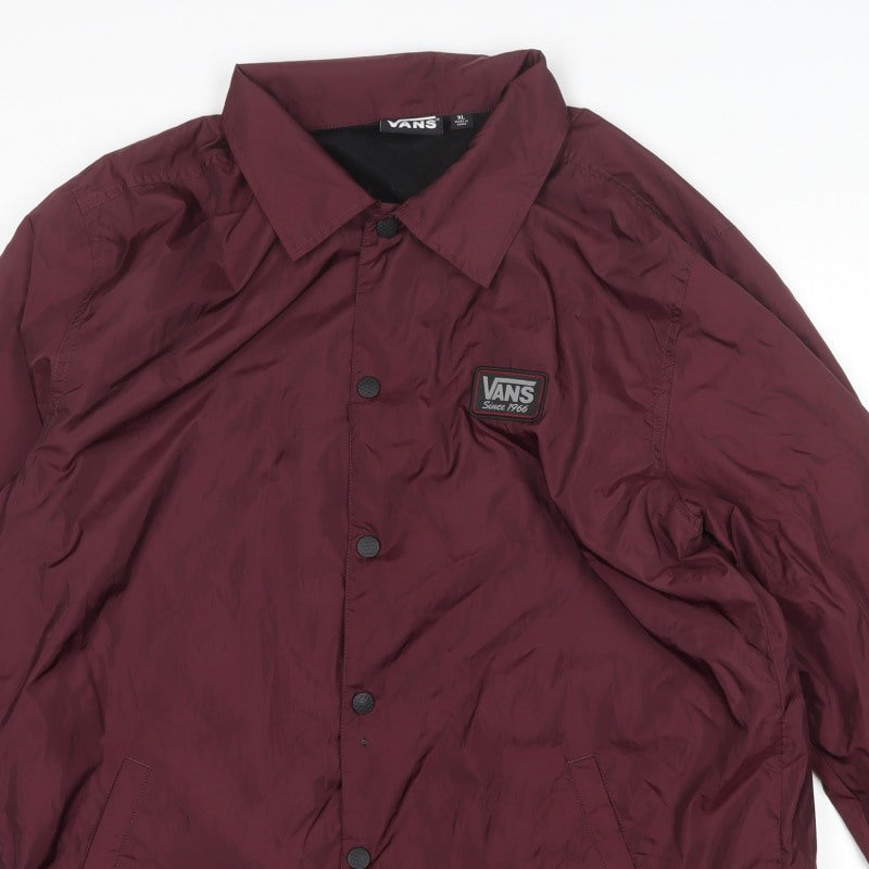 Vans Men’s Red XL Coach Jacket Snap Button Logo Lined