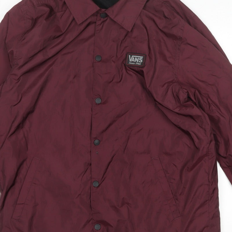 Vans Men’s Red XL Coach Jacket Snap Button Logo Lined