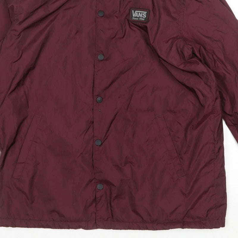 Vans Men’s Red XL Coach Jacket Snap Button Logo Lined
