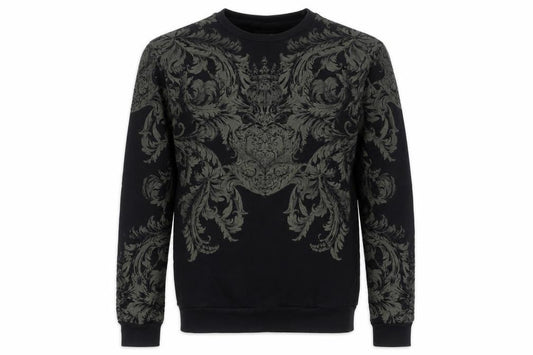 Zara Men Black S Ornate Baroque Graphic Print Crew Neck Sweatshirt