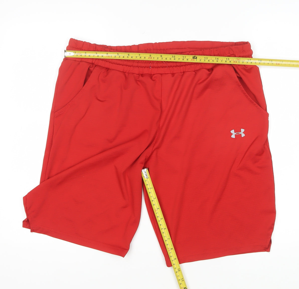 Under Armour Men’s Red M Athletic Training Shorts Elastic Waist Pockets