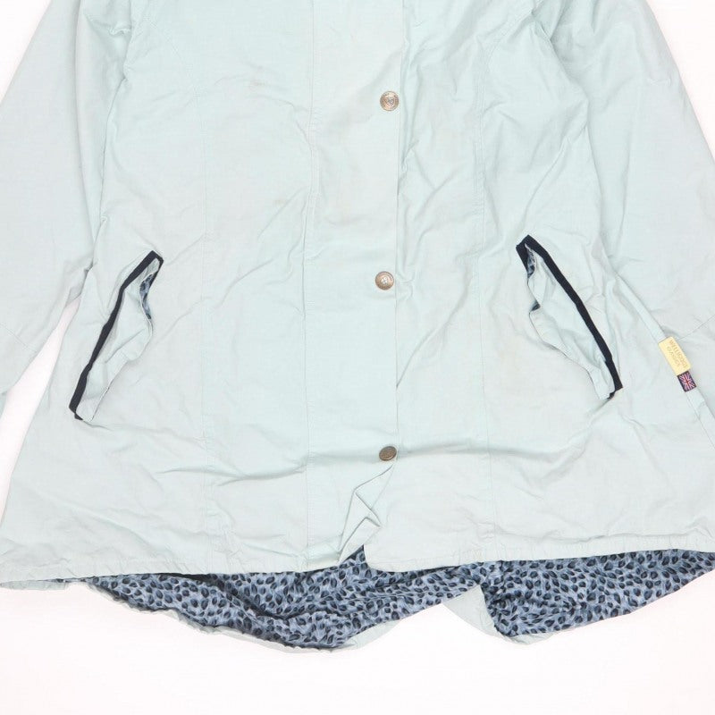 Welligogs Women Blue L Hooded Rain Jacket Leopard Lined Cotton
