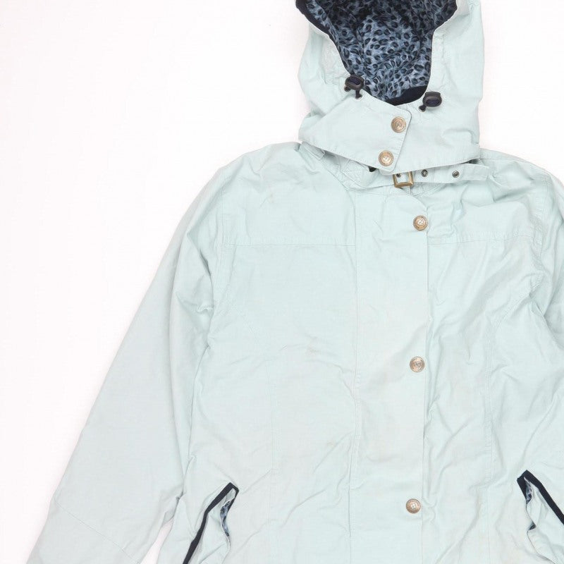 Welligogs Women Blue L Hooded Rain Jacket Leopard Lined Cotton