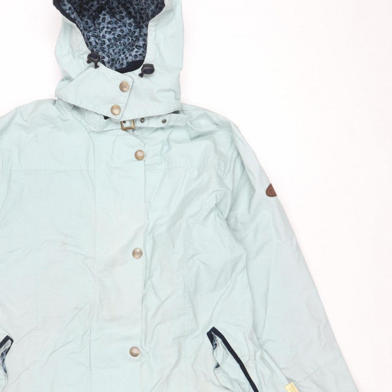 Welligogs Women Blue L Hooded Rain Jacket Leopard Lined Cotton
