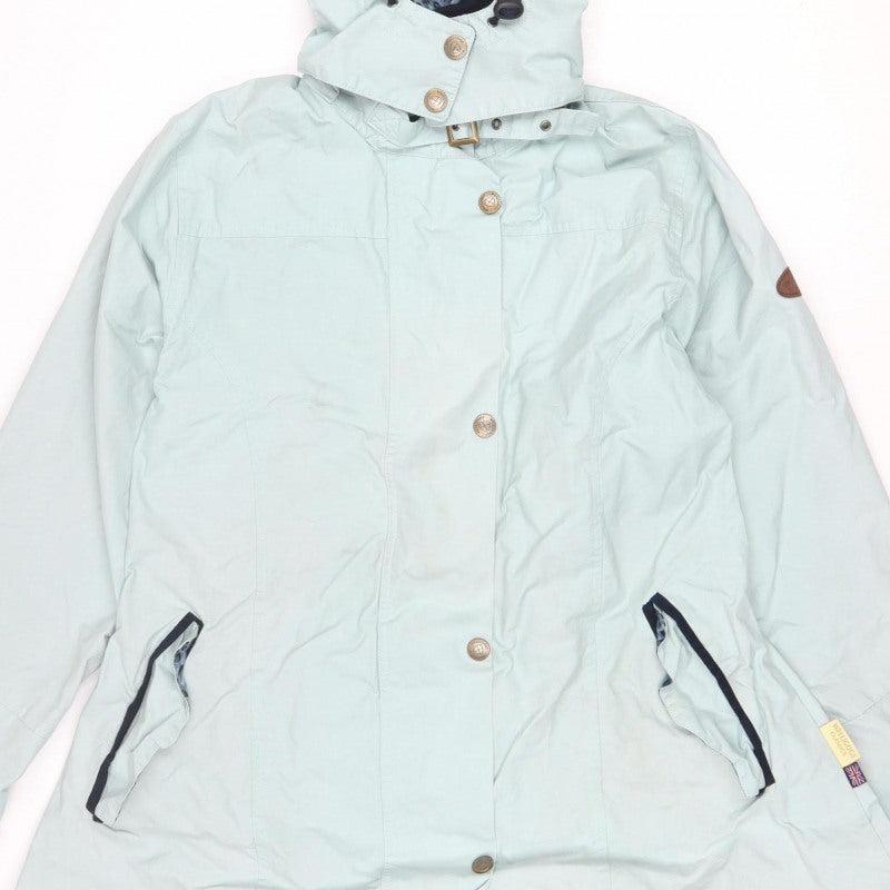Welligogs Women Blue L Hooded Rain Jacket Leopard Lined Cotton