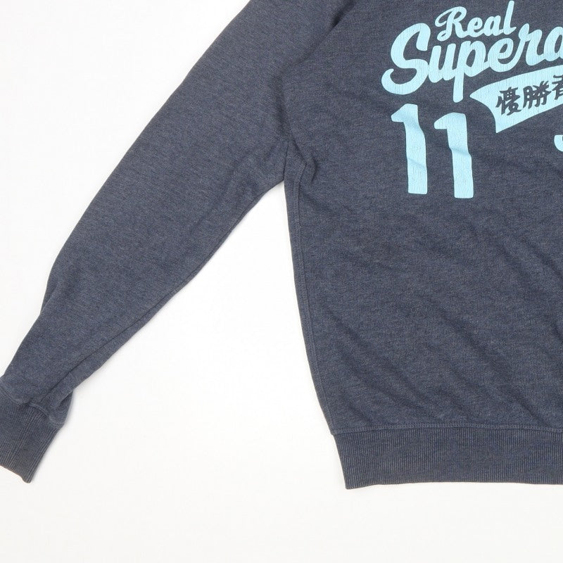 Superdry Men Grey M Crew Neck Graphic Print Pullover Sweatshirt