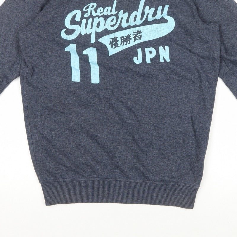 Superdry Men Grey M Crew Neck Graphic Print Pullover Sweatshirt
