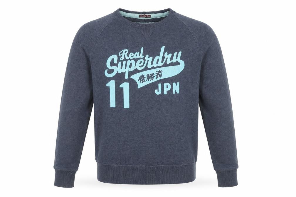 Superdry Men Grey M Crew Neck Graphic Print Pullover Sweatshirt