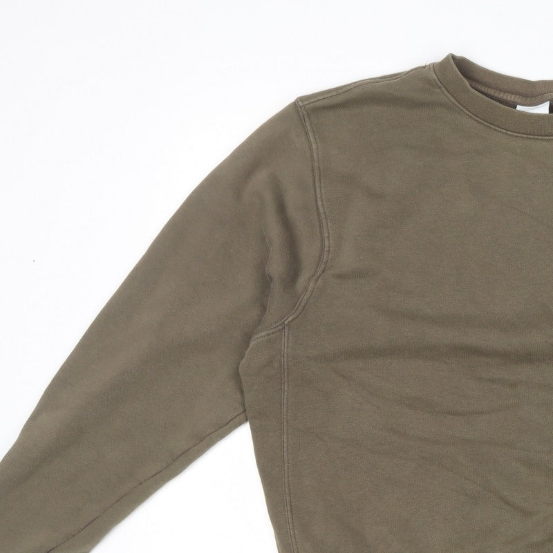 Nike Men’s Brown S Crew Neck Pullover Sweatshirt Logo Cotton Blend