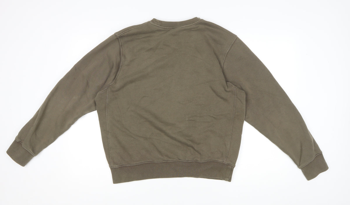 Nike Men’s Brown S Crew Neck Pullover Sweatshirt Logo Cotton Blend