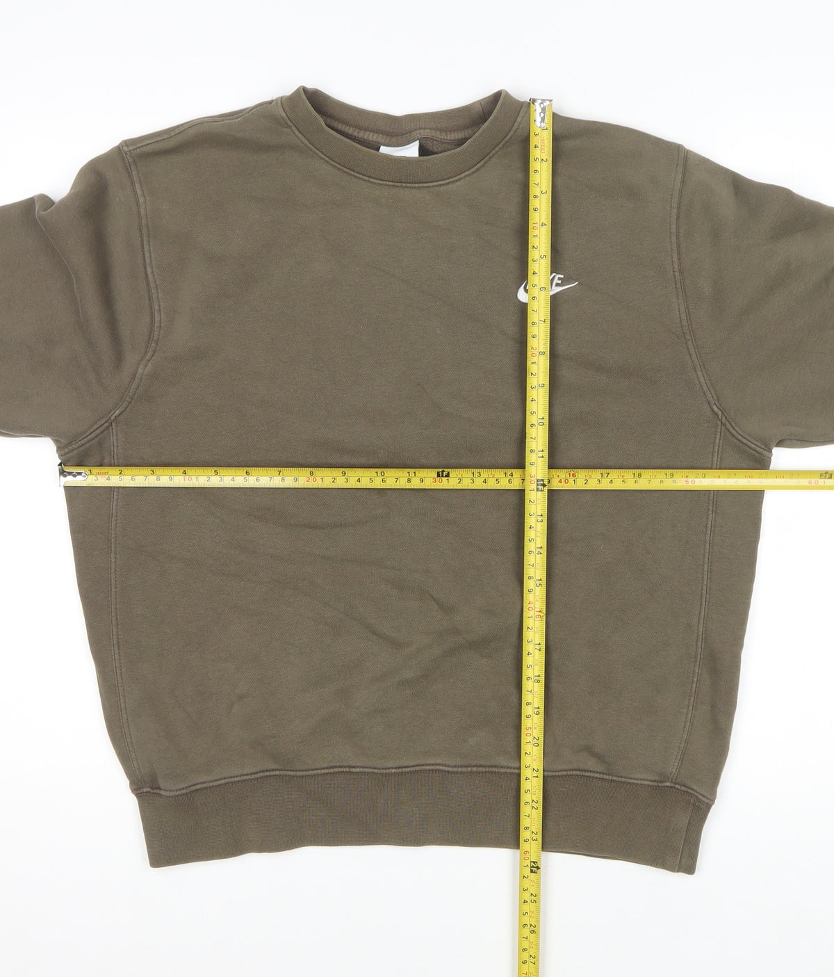 Nike Men’s Brown S Crew Neck Pullover Sweatshirt Logo Cotton Blend