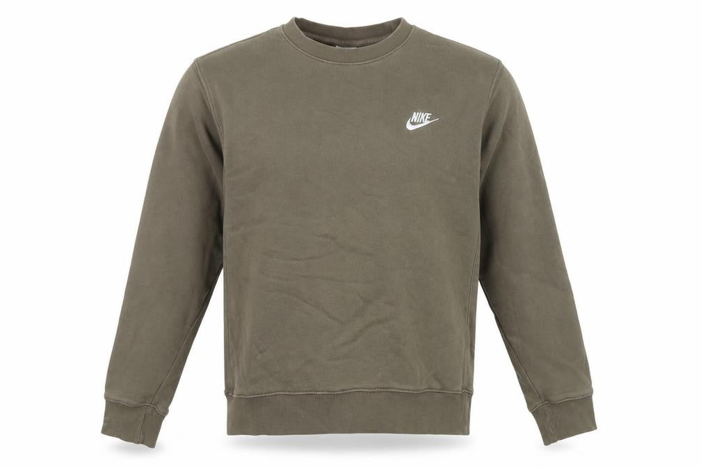 Nike Men’s Brown S Crew Neck Pullover Sweatshirt Logo Cotton Blend