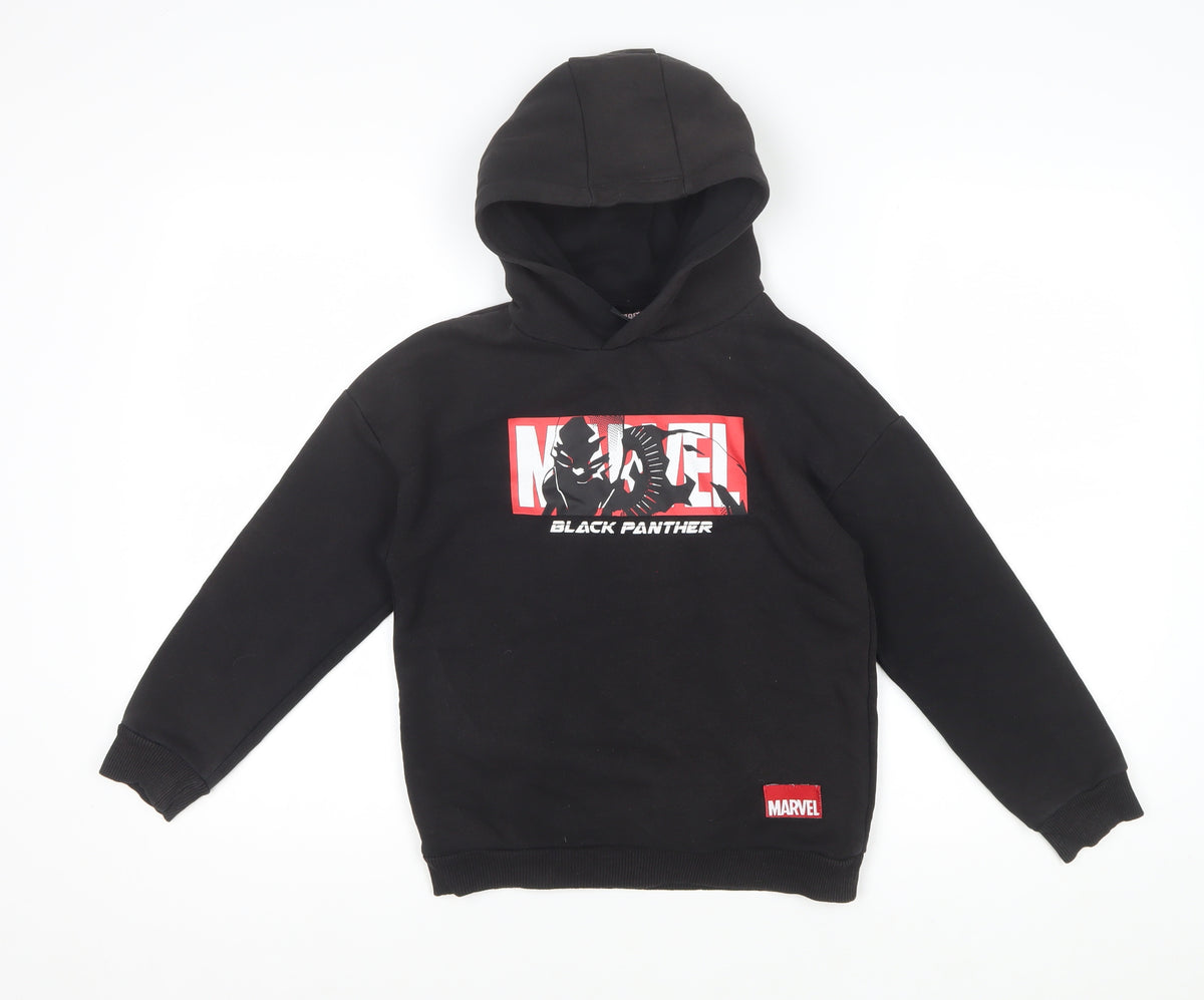 Marvel Boys Black 8-9 Years Black Panther Pullover Hoodie Graphic