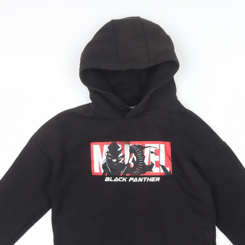 Marvel Boys Black 8-9 Years Black Panther Pullover Hoodie Graphic