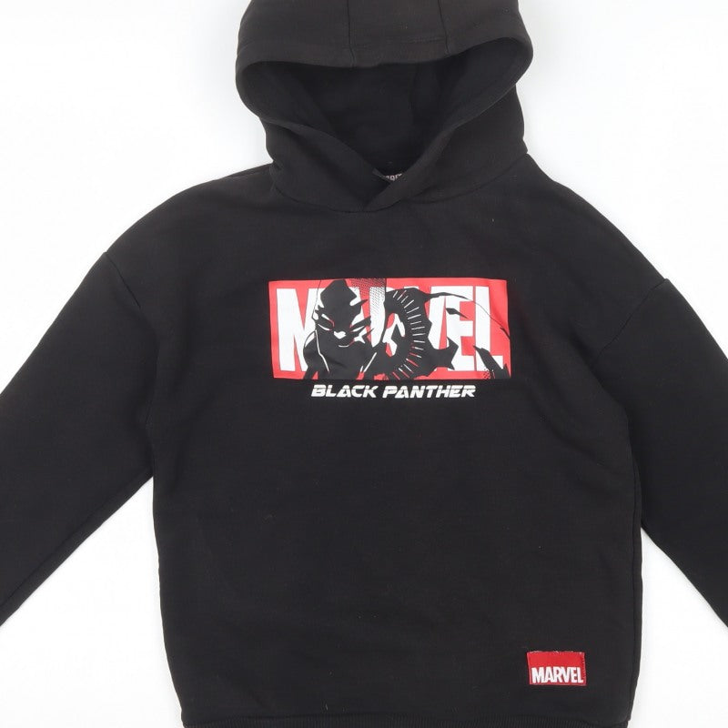 Marvel Boys Black 8-9 Years Black Panther Pullover Hoodie Graphic