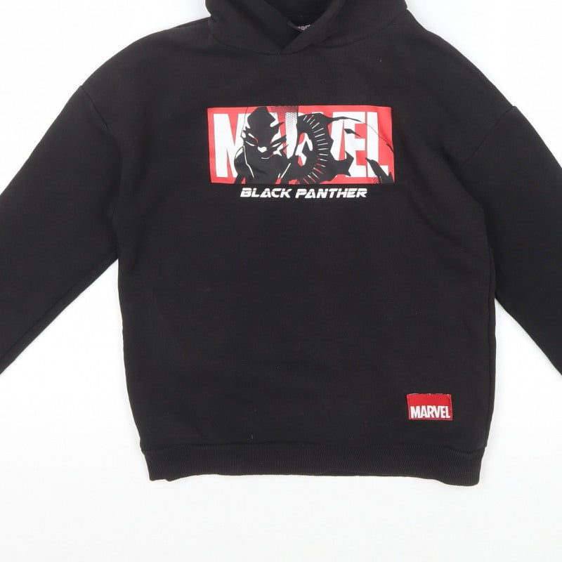 Marvel Boys Black 8-9 Years Black Panther Pullover Hoodie Graphic